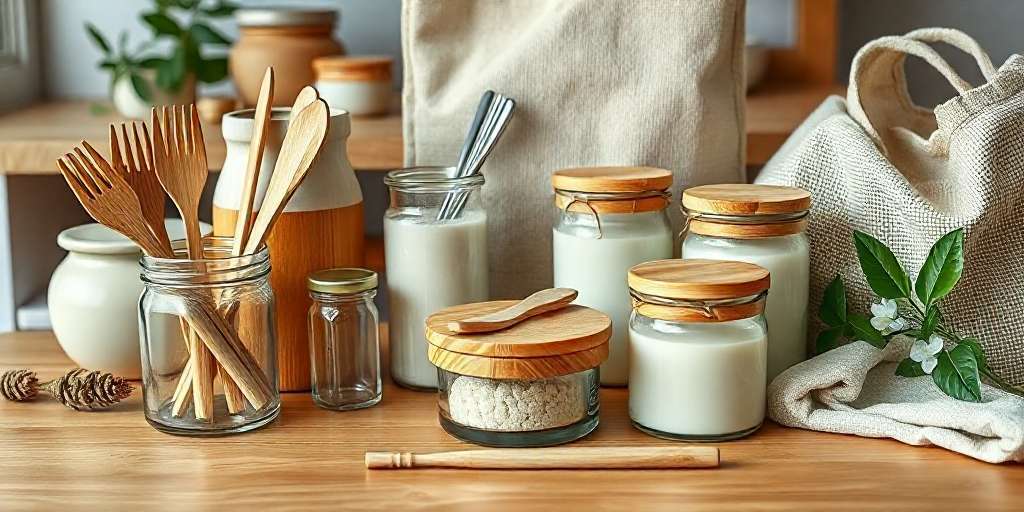 picture representing several certified sustainable products on a table
